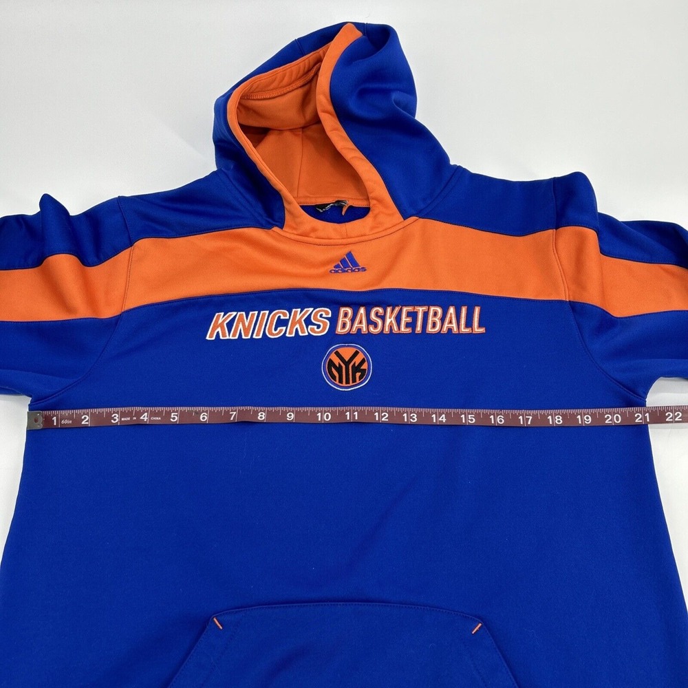 New York Knicks Sweatshirt Men's M Blue Orange adidas Hoodie NBA - Picture 7 of 8